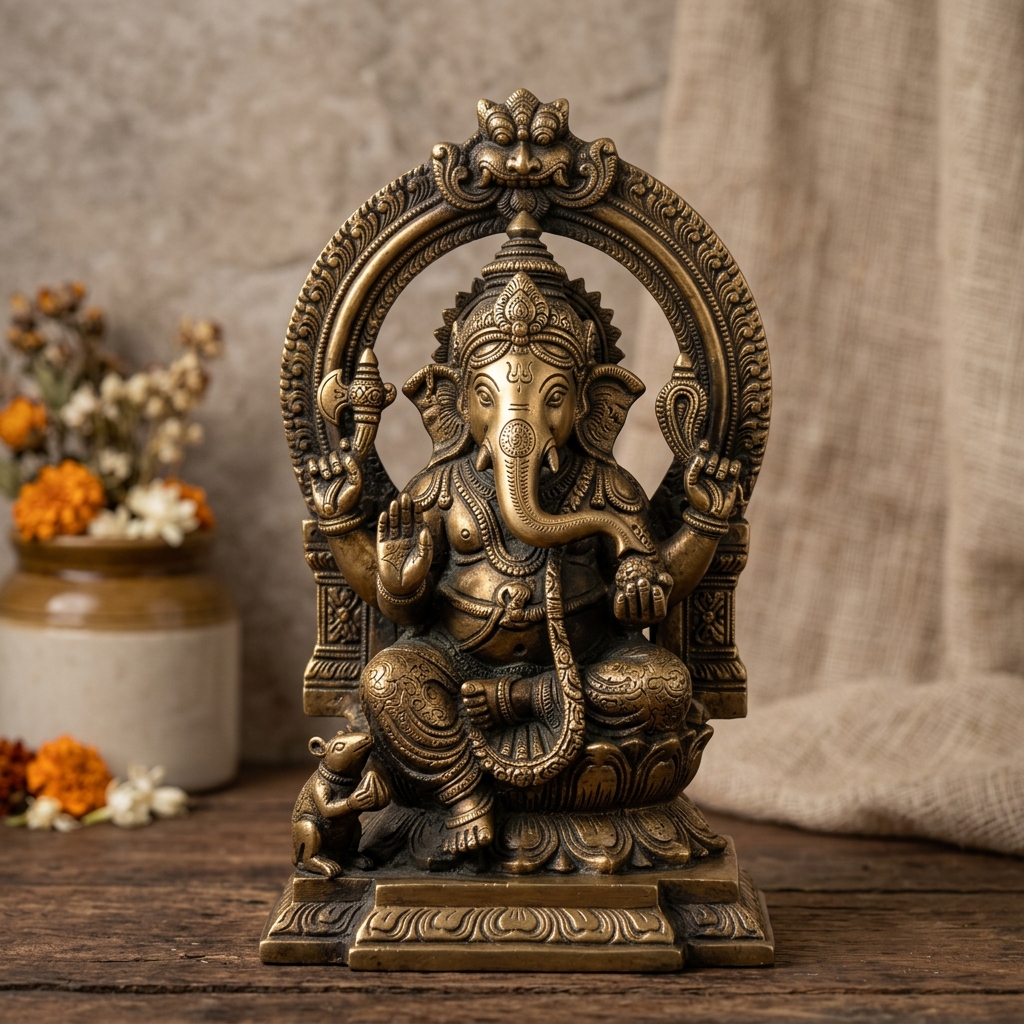Premium Handcrafted Brass Ganesha Idol