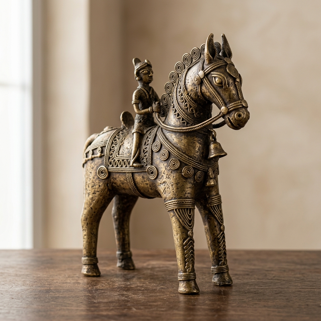 Traditional Dhokra Horse Sculpture
