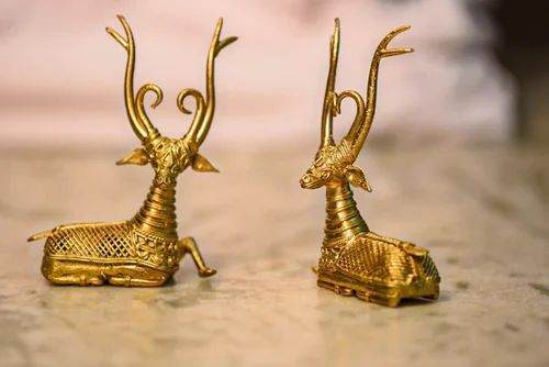 Traditional Dhokra Brass Sculpture - Handcrafted Lost Wax Casting Indian Tribal Art for Export
