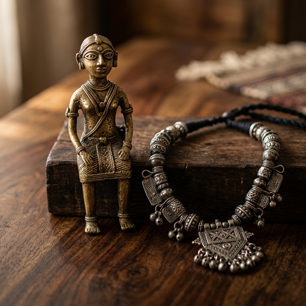 Sridha Collections Bankura Dhokra Art - Handcrafted Tribal Brass Jewelry Traditional Indian Craft