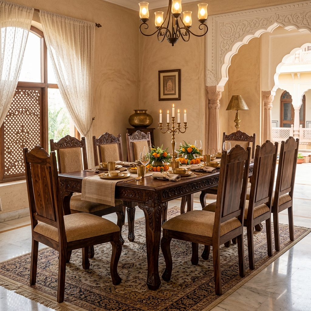 Suman Enterprises Jodhpur Sheesham Wood Furniture - Handcrafted Rajasthani Wooden Dining Set